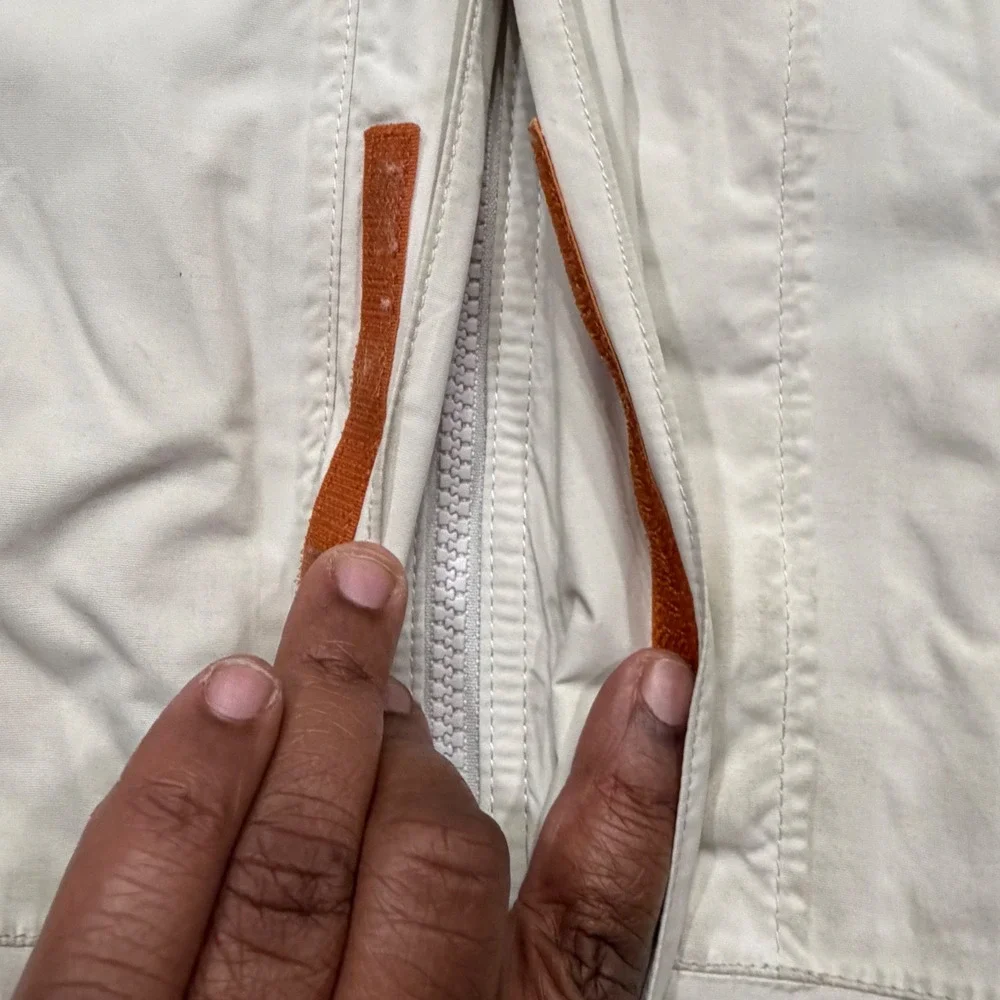 The North Face HyVent Ski Jacket Mens XL White Grey Orange Colorblock Waterproof